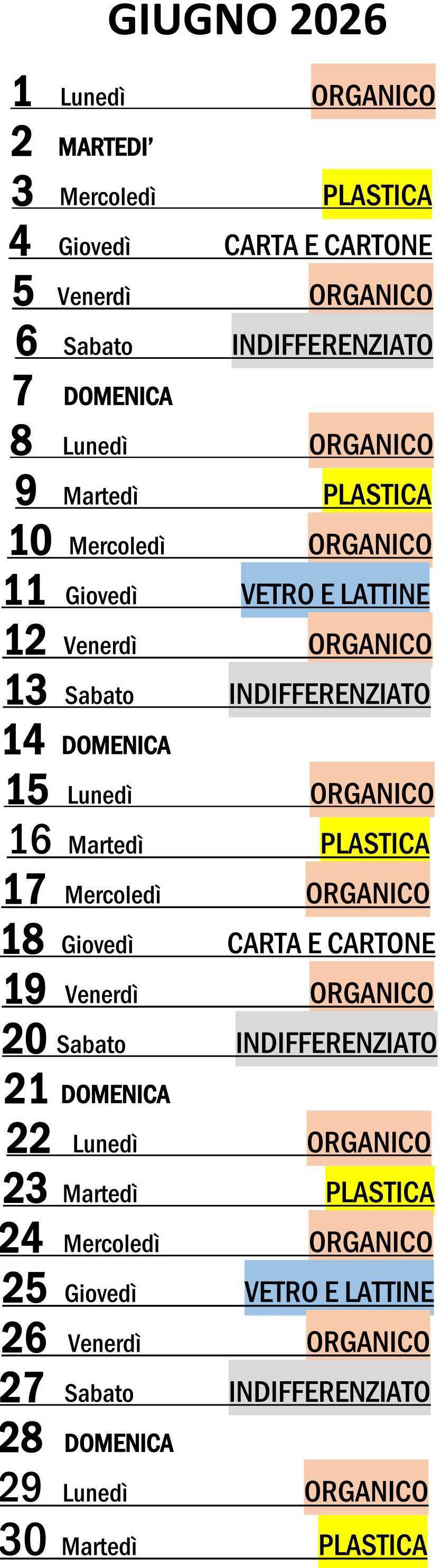 Calendario Porta a Porta
