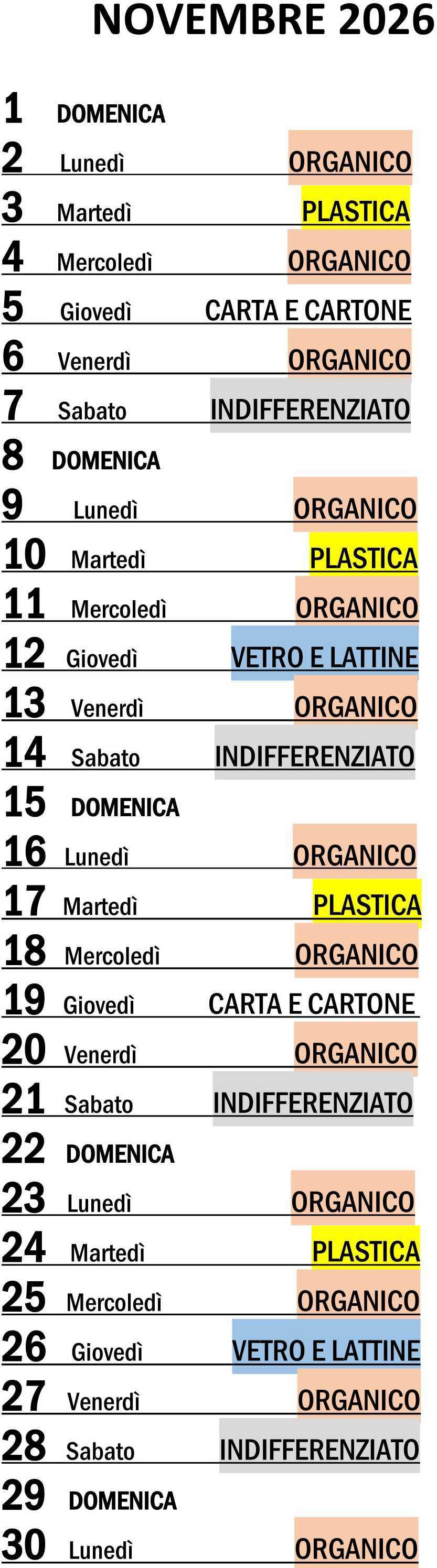 Calendario Porta a Porta