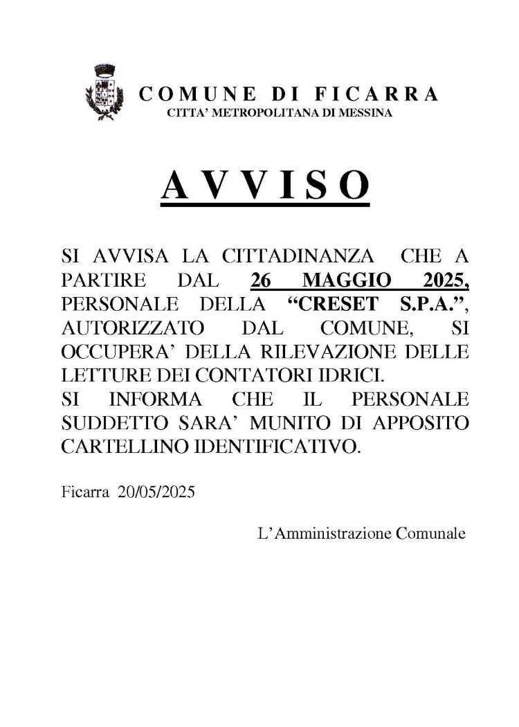 Lettura contatori idrici “CRESET S.P.A.”