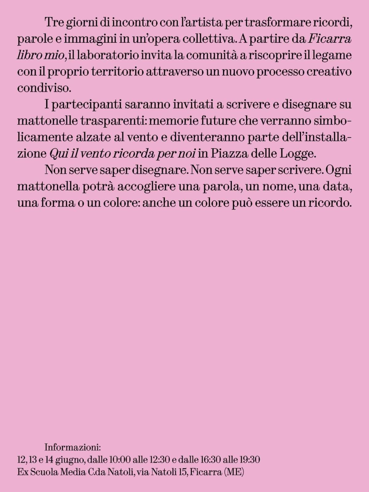 Qui il vento ricorda per noi. Un laboratorio per chi resta e chi è partito