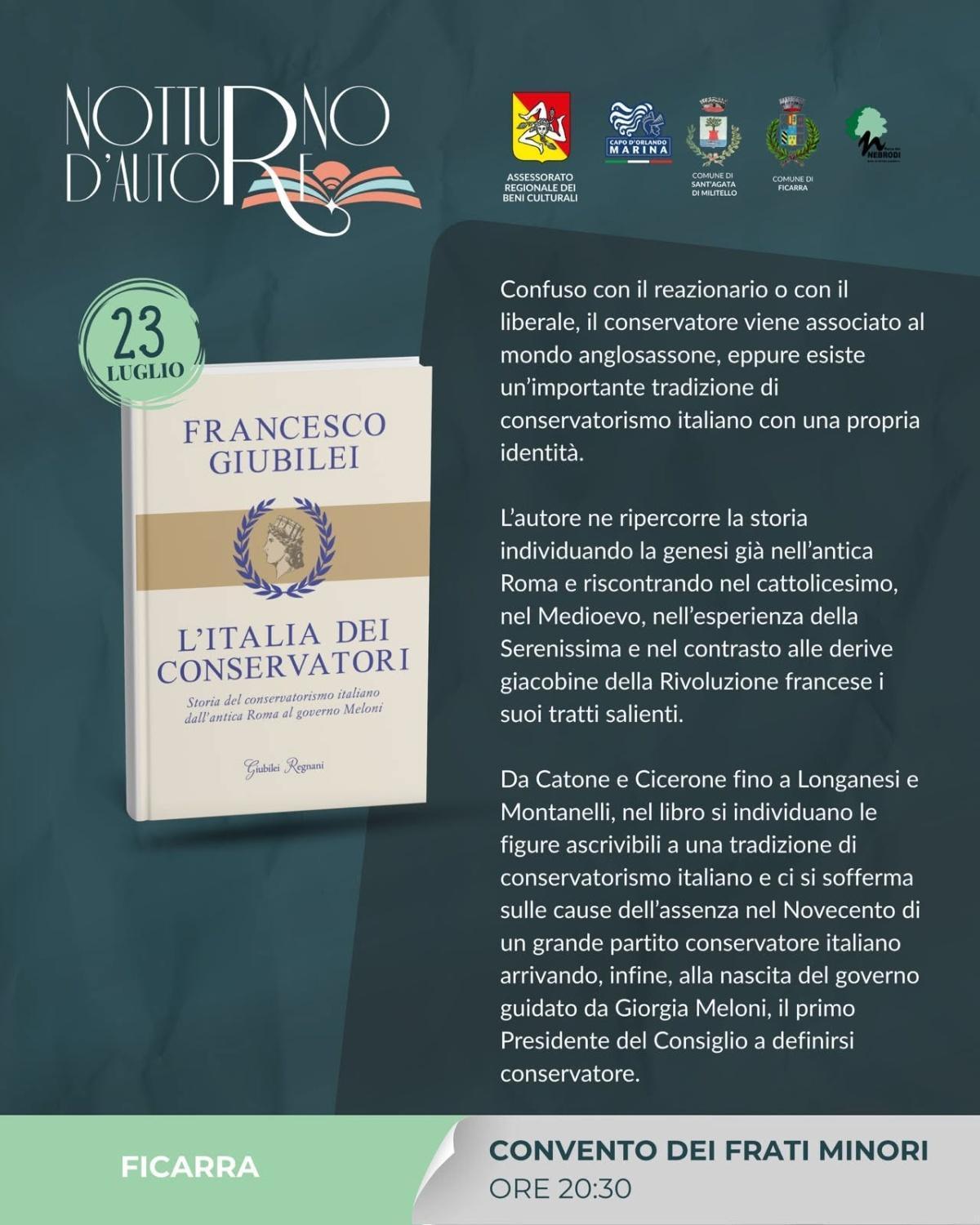 Notturno d'Autore XII edizione - Festival Letterario - Francesco Giubilei (Inizio ore 21.00)