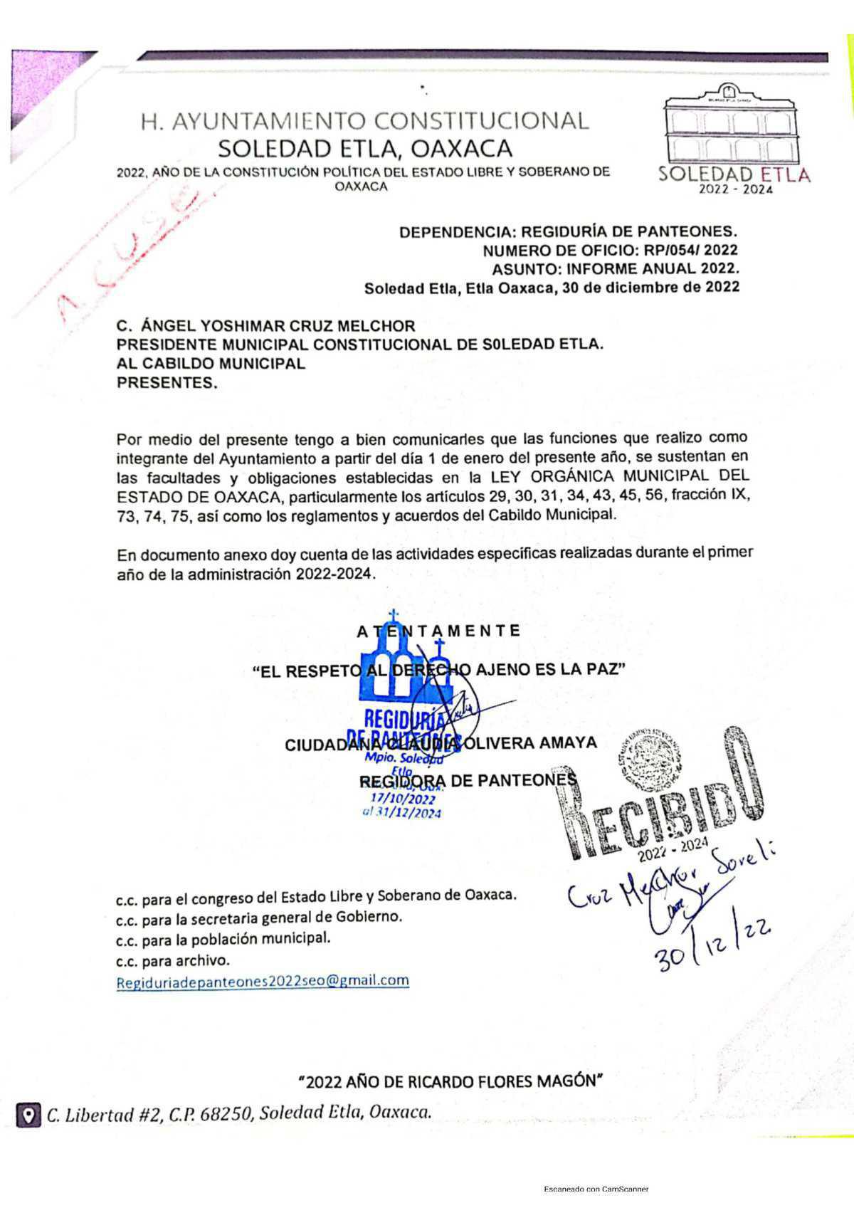 REGIDURÍA DE PANTEONES, SOLEDAD ETLA 2024 - 2026 REGIDURÍA DE PANTEONES, SOLEDAD ETLA 2024 - 2026