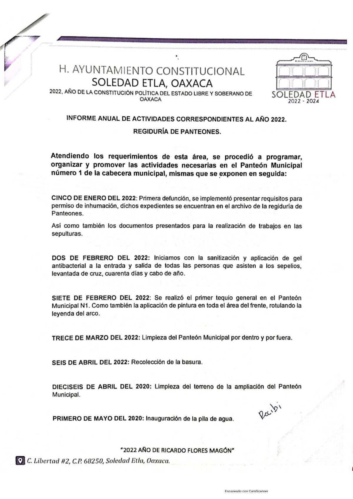 REGIDURÍA DE PANTEONES, SOLEDAD ETLA 2024 - 2026 REGIDURÍA DE PANTEONES, SOLEDAD ETLA 2024 - 2026