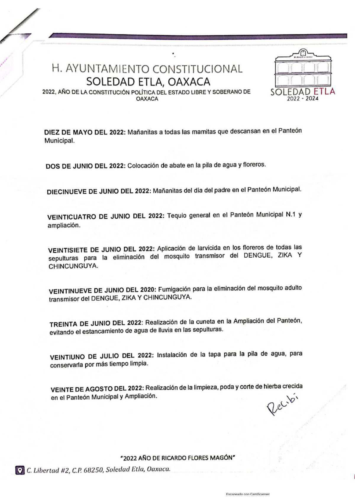 REGIDURÍA DE PANTEONES, SOLEDAD ETLA 2024 - 2026 REGIDURÍA DE PANTEONES, SOLEDAD ETLA 2024 - 2026