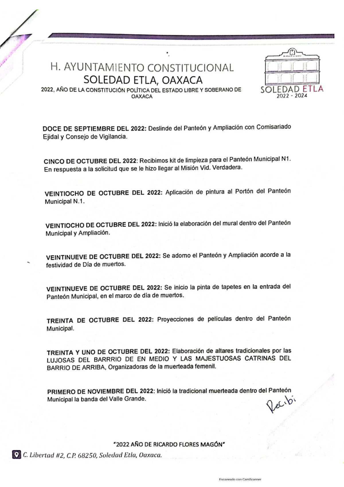 REGIDURÍA DE PANTEONES, SOLEDAD ETLA 2024 - 2026 REGIDURÍA DE PANTEONES, SOLEDAD ETLA 2024 - 2026