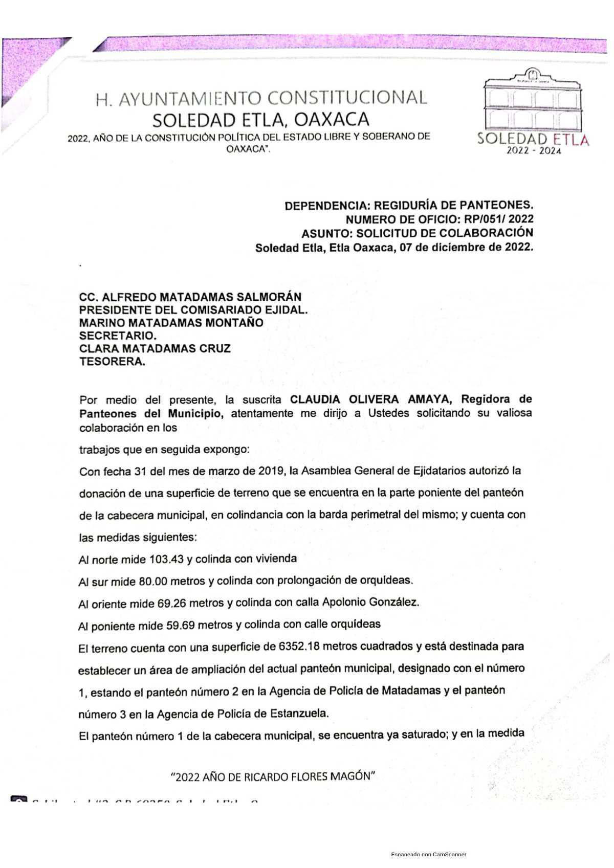REGIDURÍA DE PANTEONES, SOLEDAD ETLA 2024 - 2026 REGIDURÍA DE PANTEONES, SOLEDAD ETLA 2024 - 2026