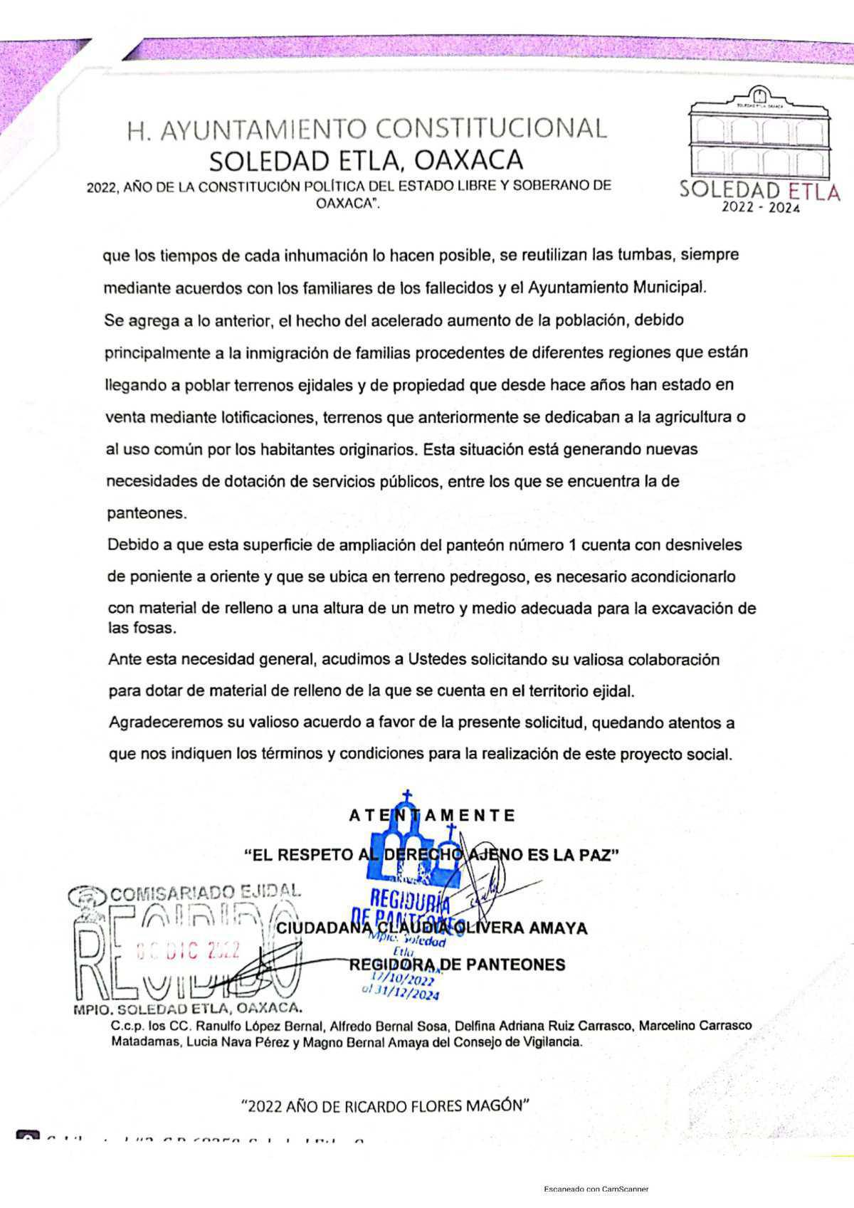 REGIDURÍA DE PANTEONES, SOLEDAD ETLA 2024 - 2026 REGIDURÍA DE PANTEONES, SOLEDAD ETLA 2024 - 2026