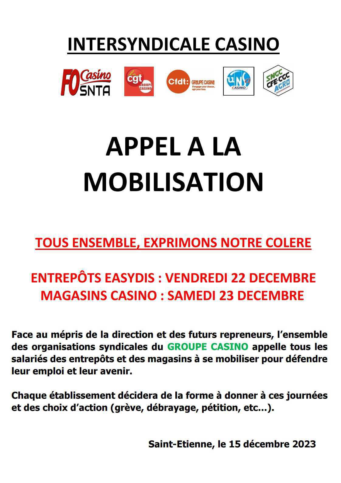 APPEL MOBILISATION INTERSYNDICALE APPEL MOBILISATION INTERSYNDICALE
