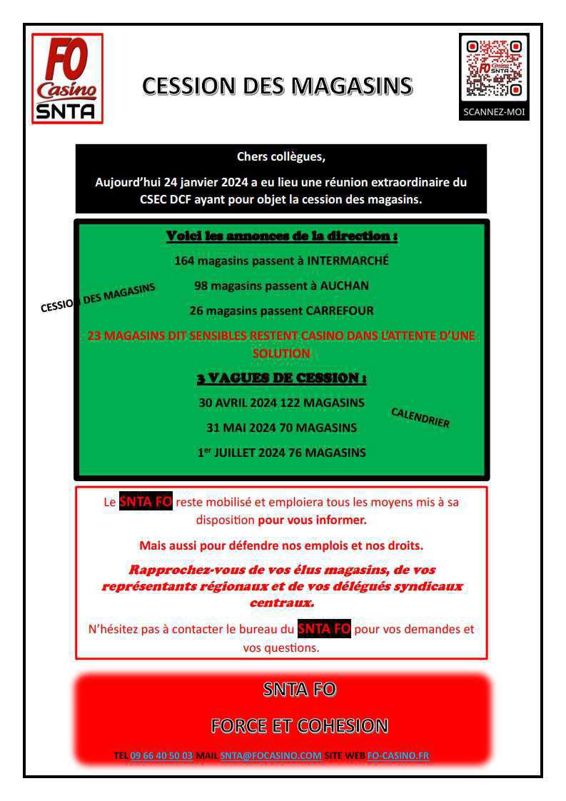 Liste des magasins affectés! Liste des magasins affectés!