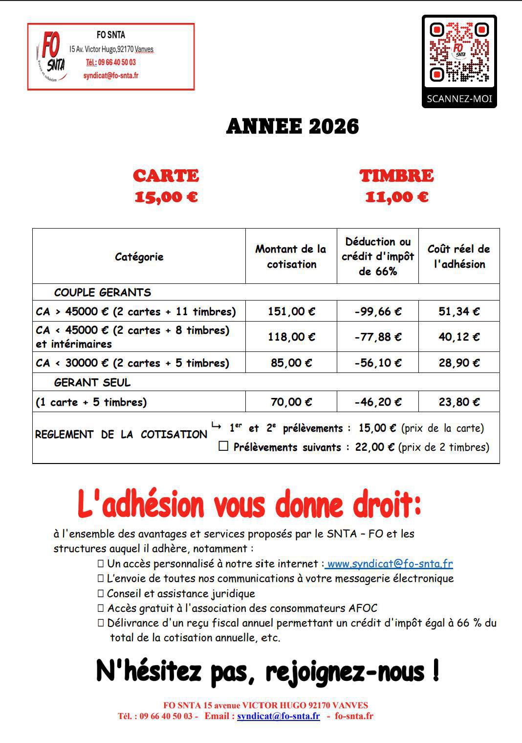 Bulletin adhésion FO SNTA 2026 GMNS Bulletin adhésion FO SNTA 2026 GMNS