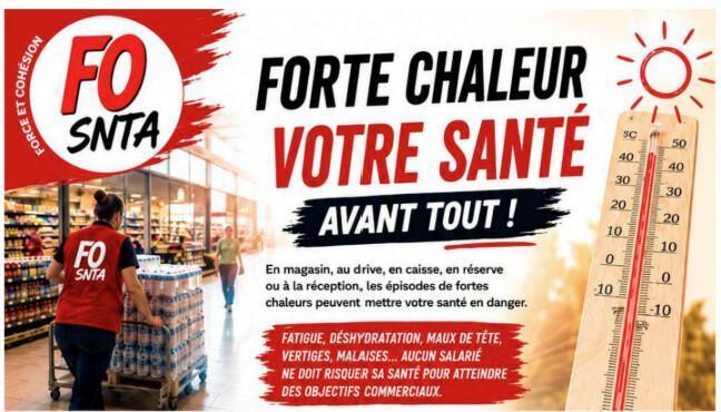 🌡️ Forte chaleur : communications FO SNTA et modèle de mail à diffuser