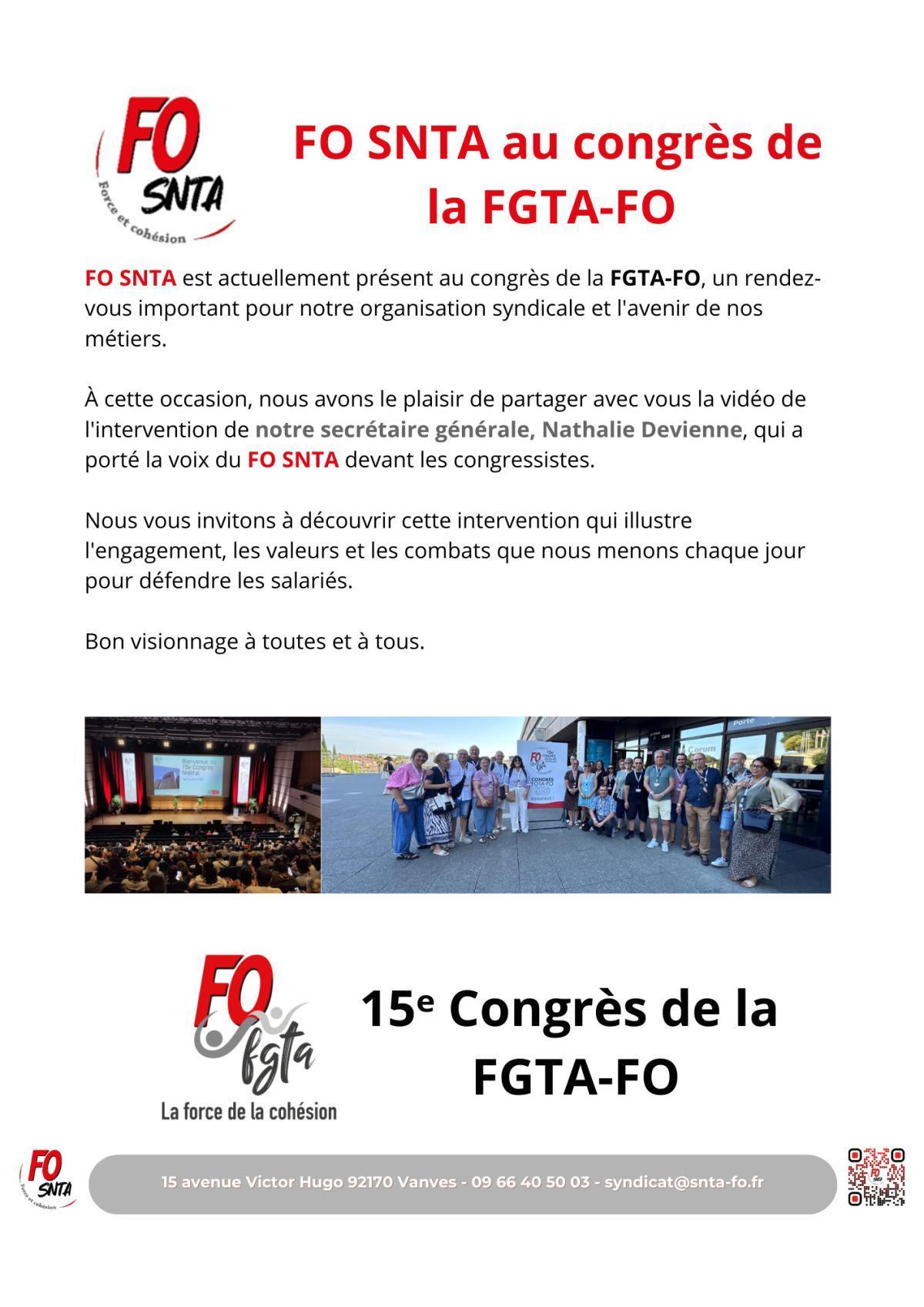 📢 FO SNTA au congrès de la FGTA-FO