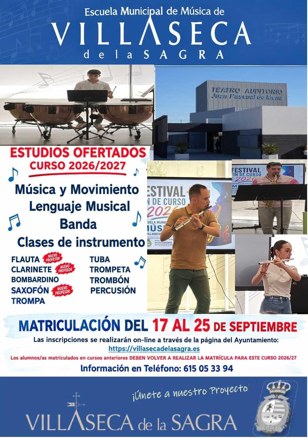 Inscripciones Escuelas Municipal de Música 2026/2027