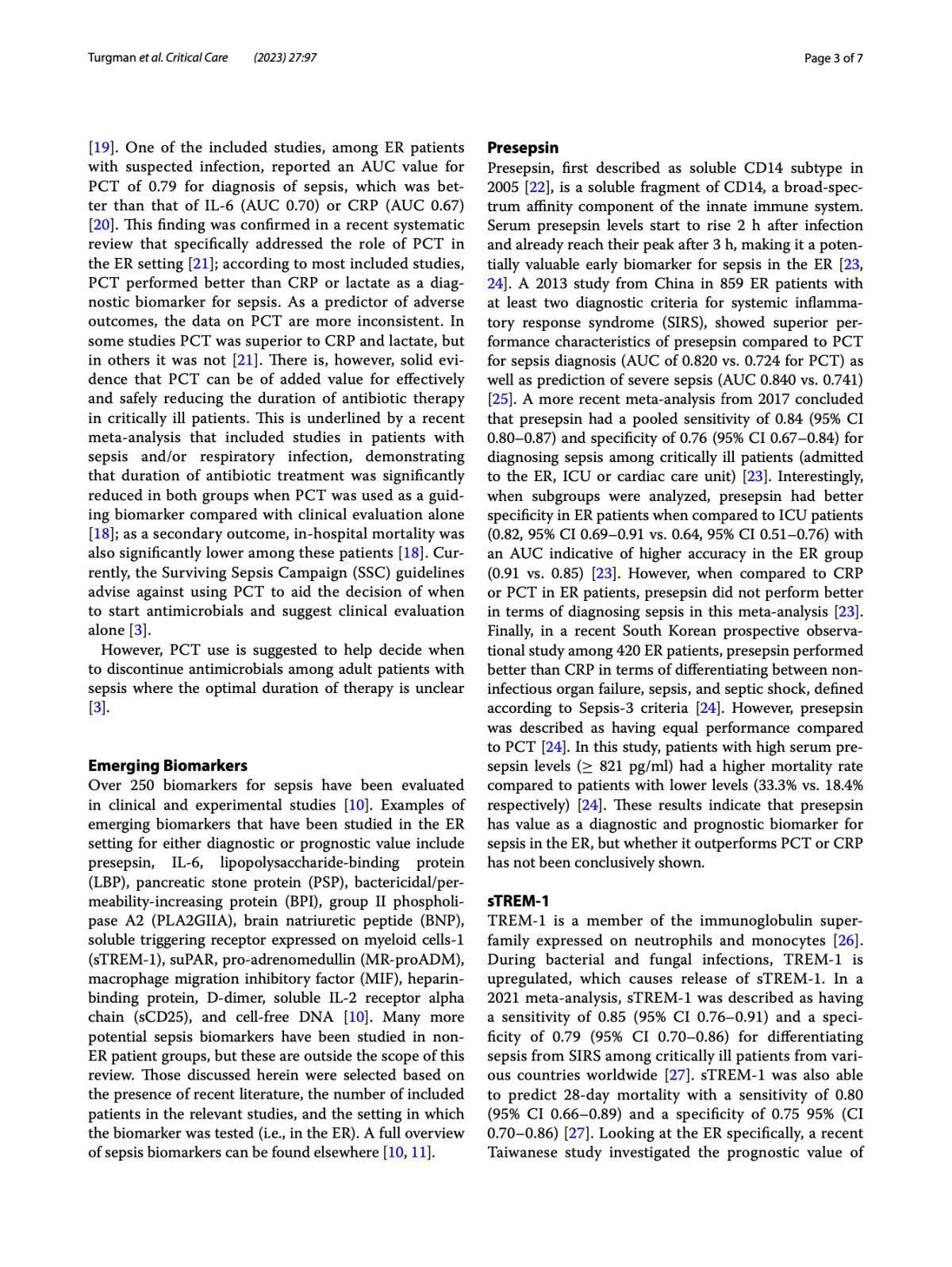 Host Response Biomarkers for Sepsis in the Emergency Room