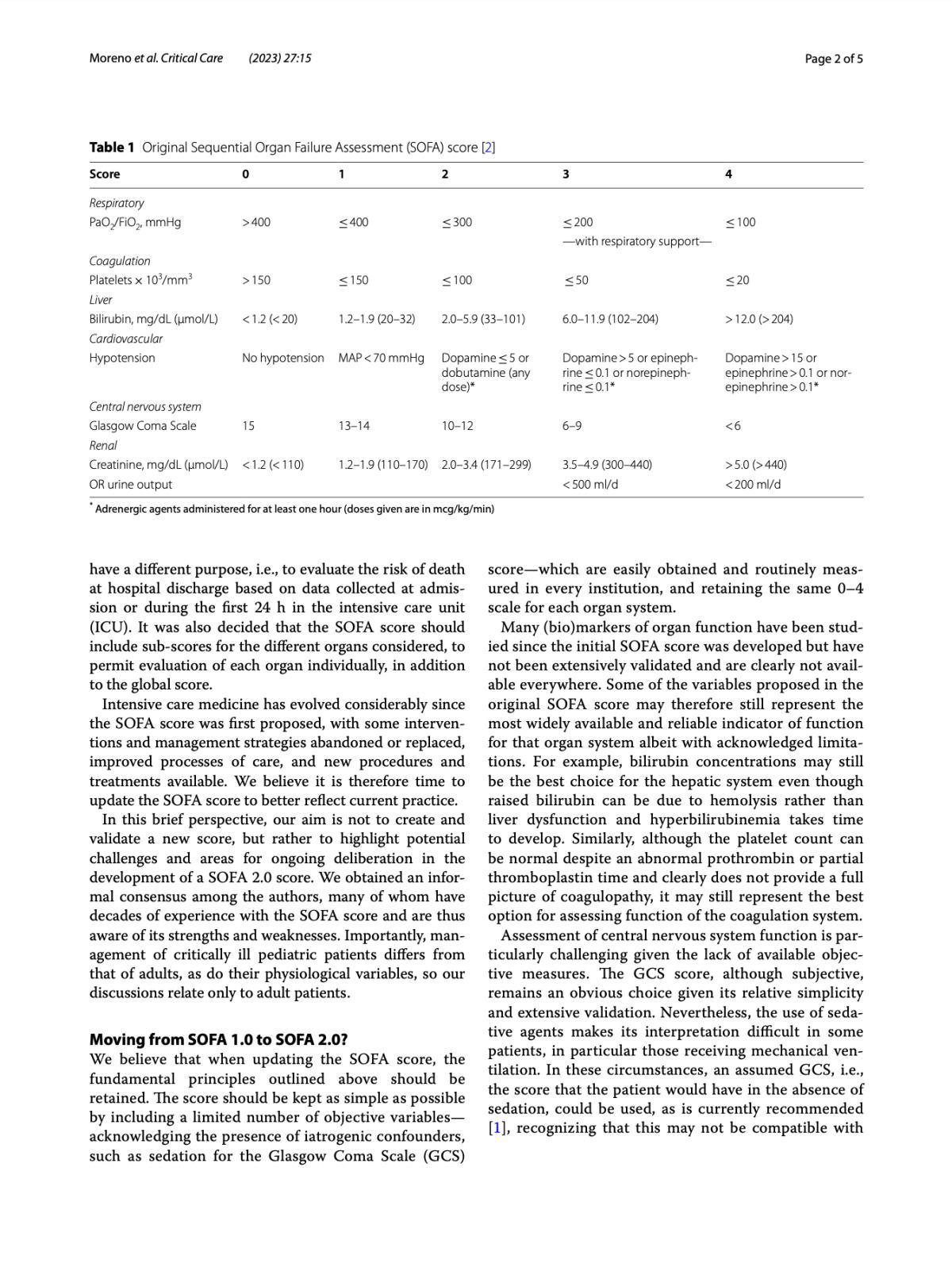 The Sequential Organ Failure Assessment (SOFA) Score: has the time come for an update?