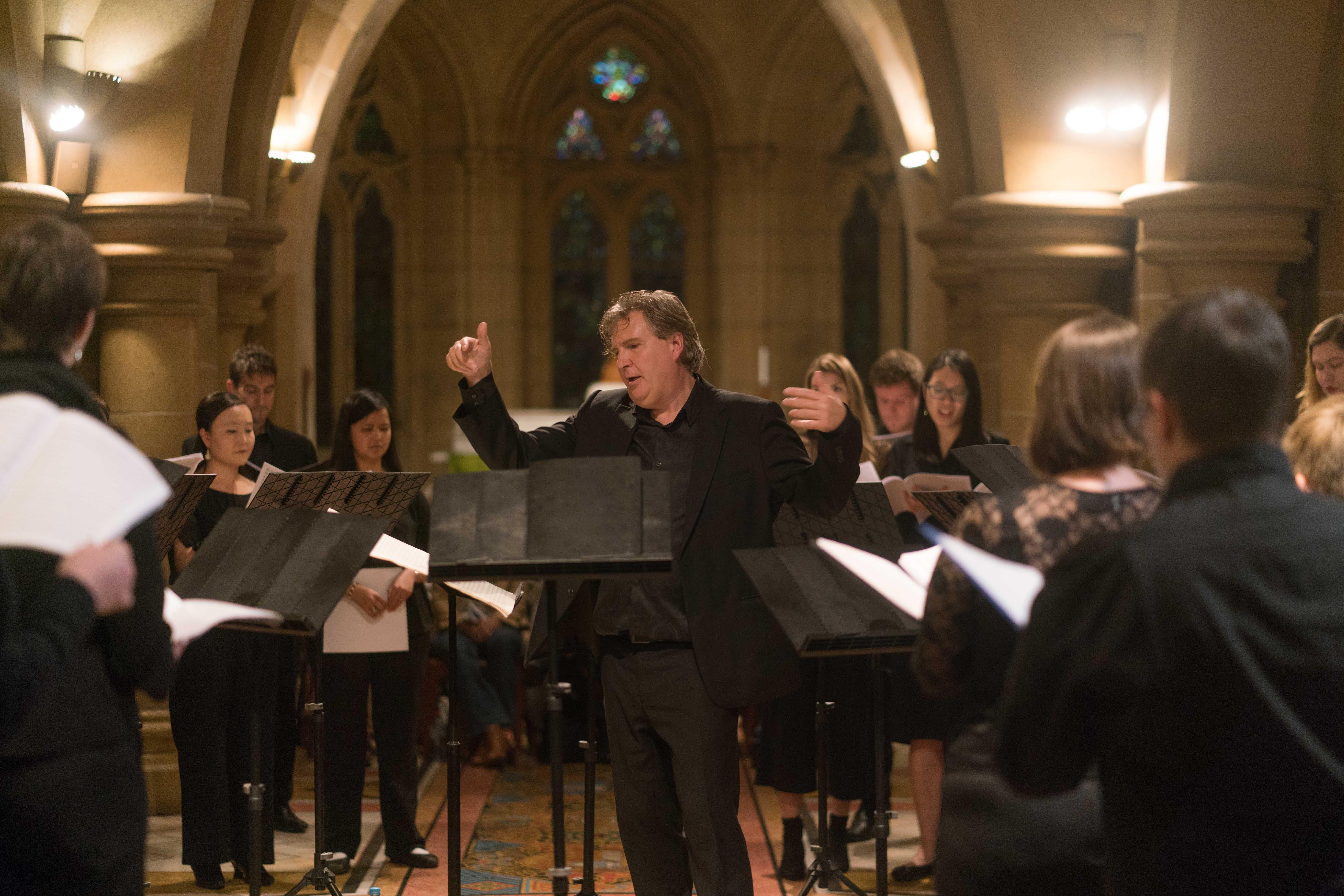 Performing with The SongCo Chorale in the Crypt of St Mary's Cathedral, Sydney