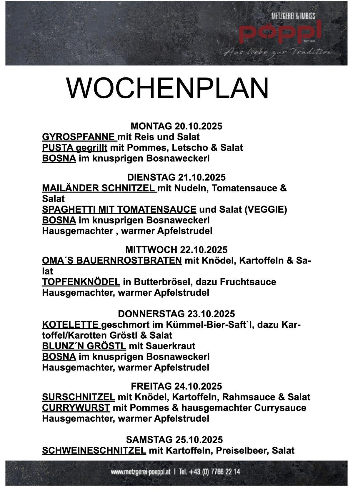 Pöppl Mittagsmenü
