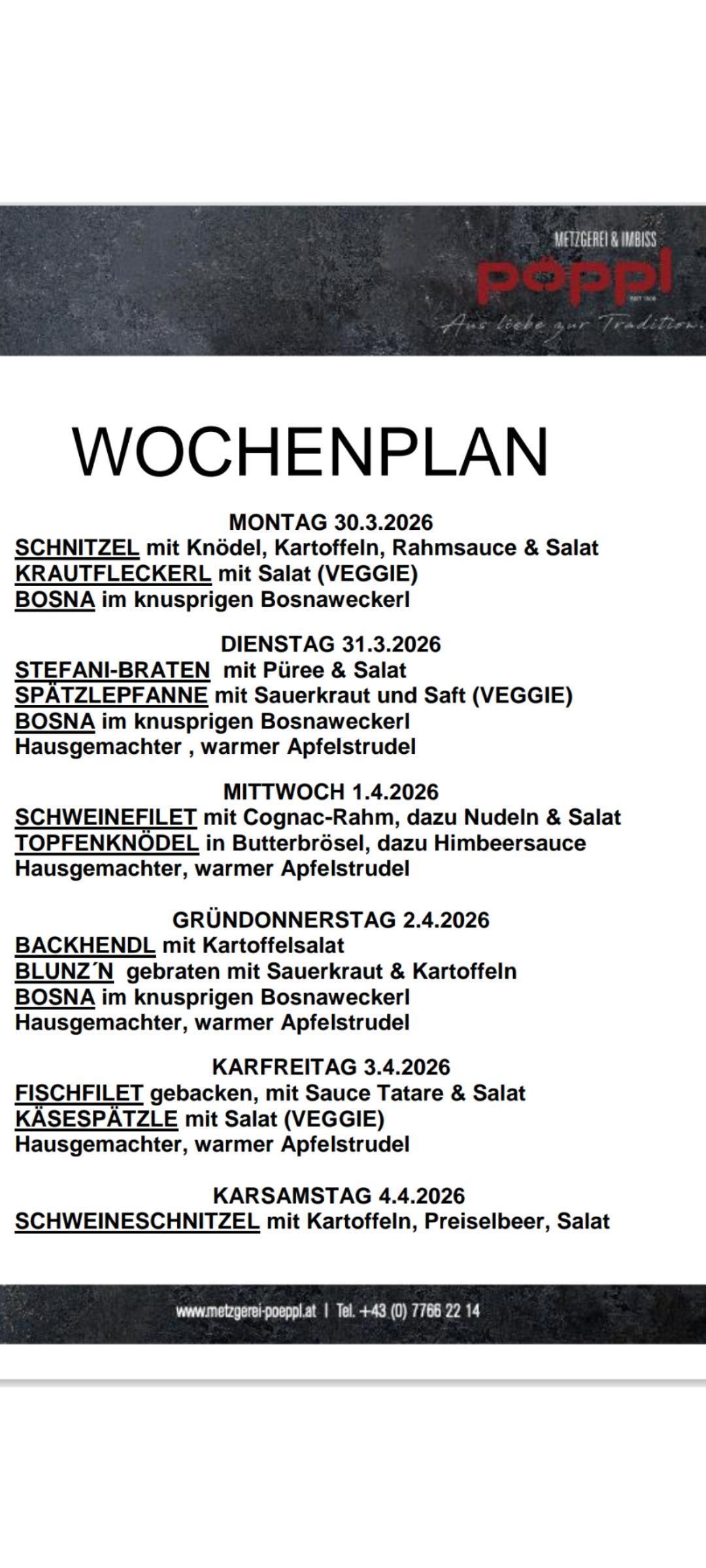 Pöppl Mittagsmenü