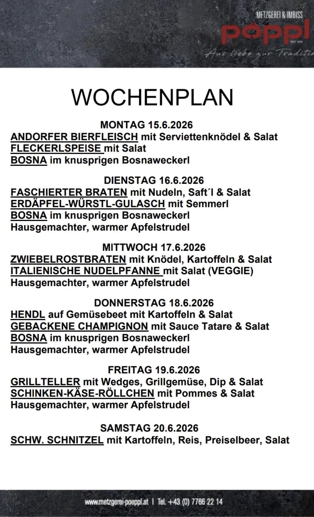 Pöppl Mittagsmenü