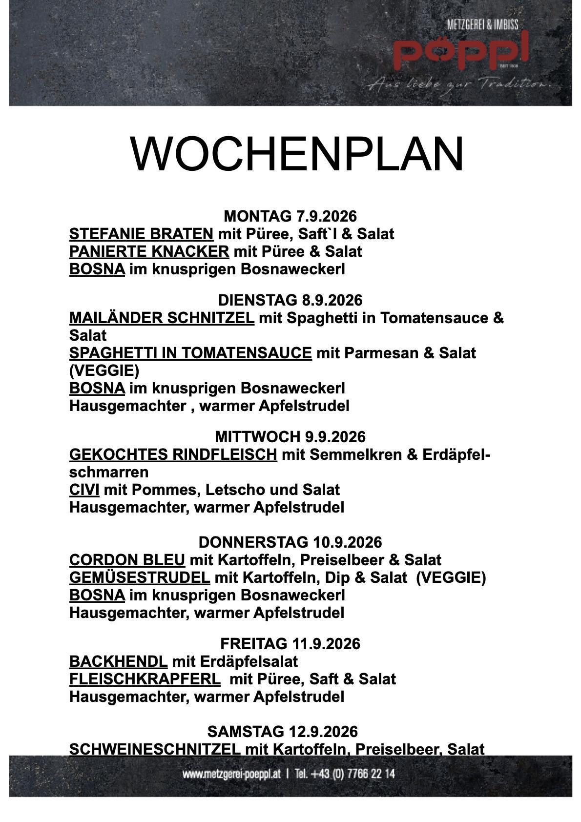 Pöppl Mittagsmenü