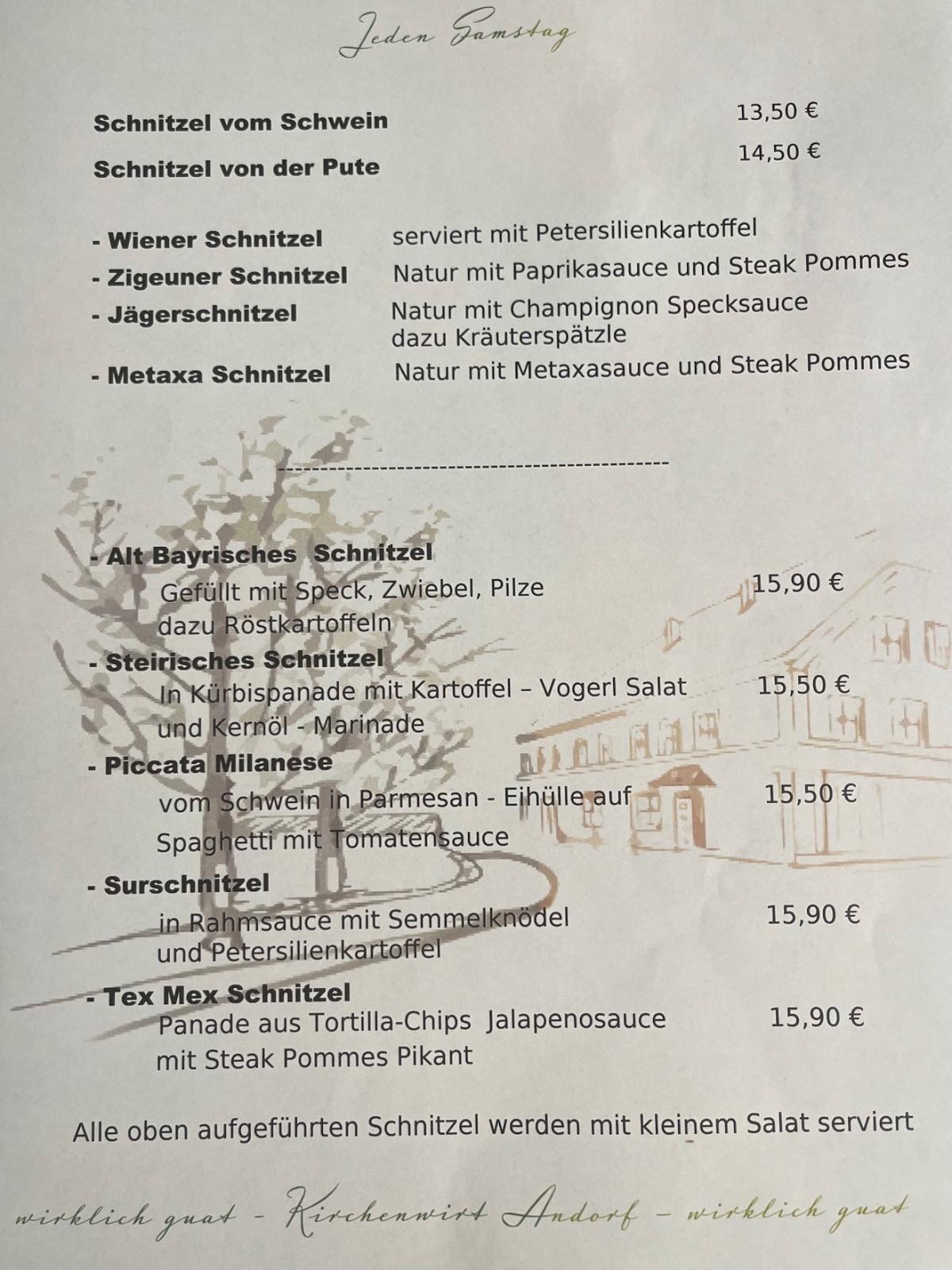 Kirchenwirt Mittagsmenü