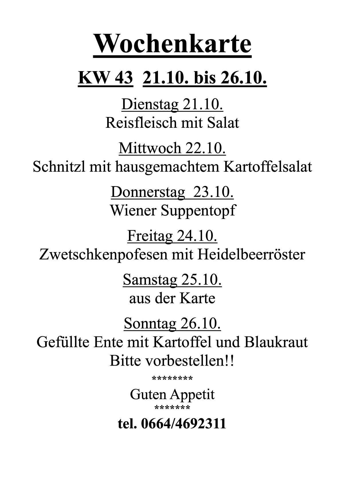 Guad Einkehrt Mittagsmenü