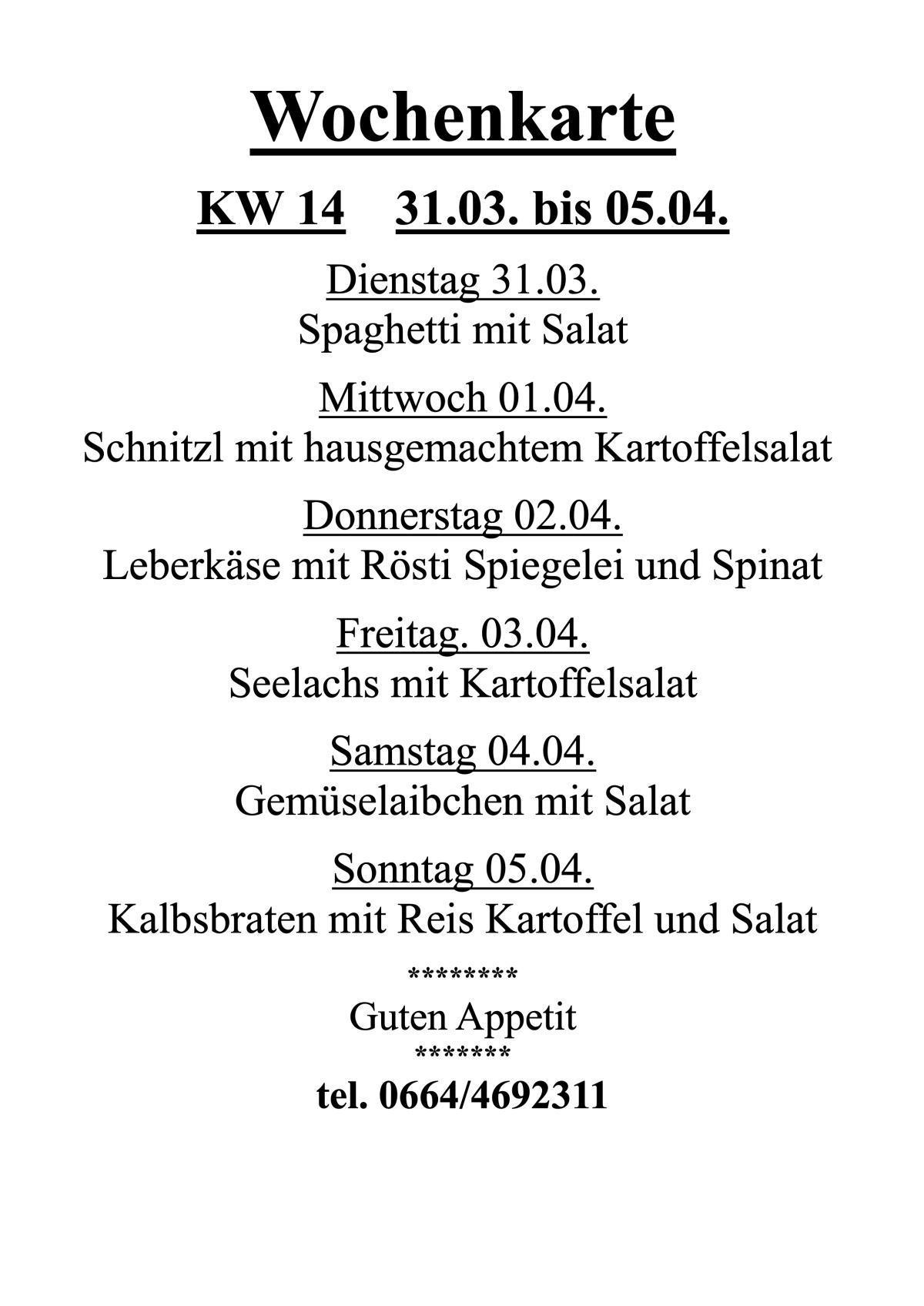 Guad Einkehrt Mittagsmenü