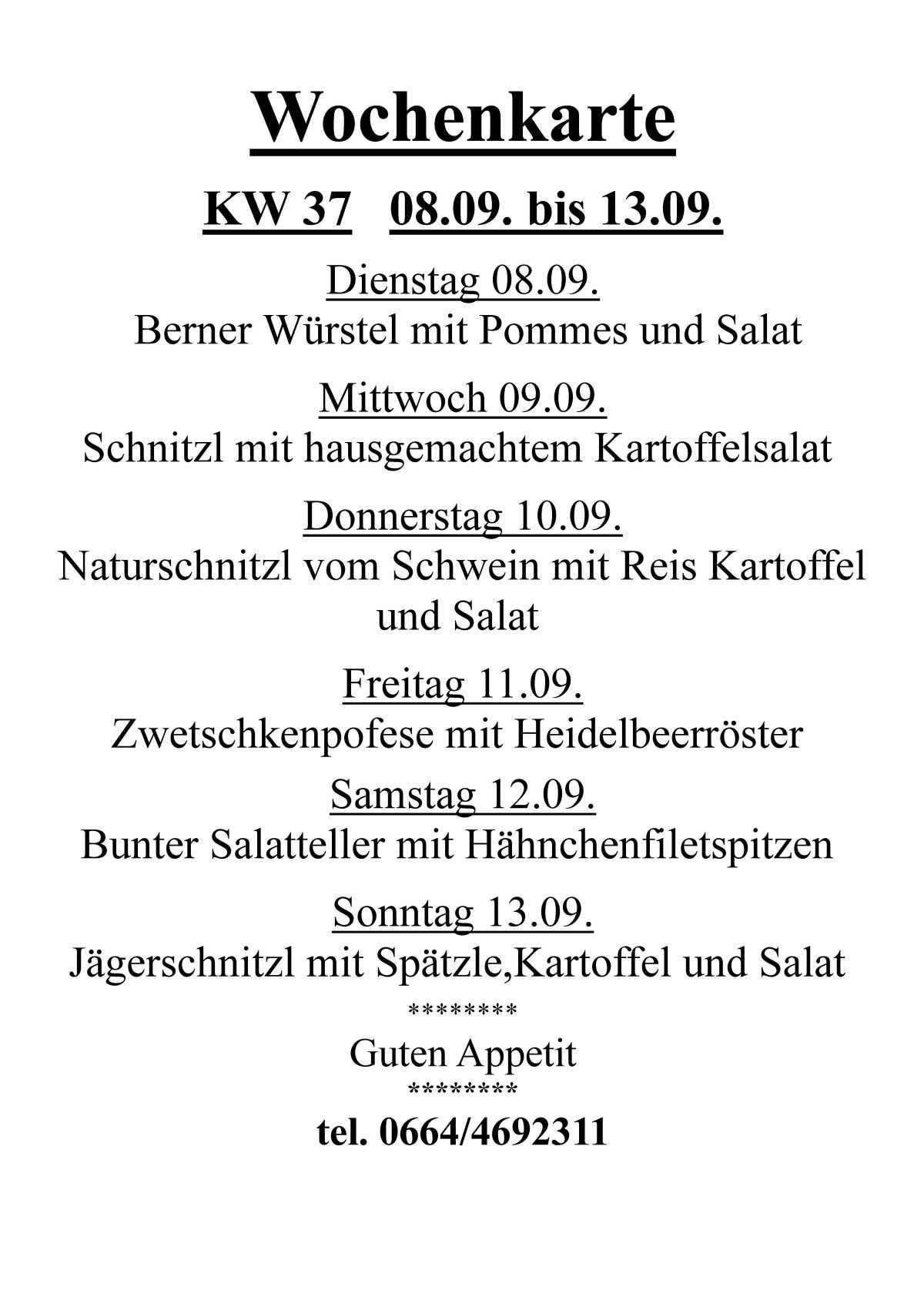 Guad Einkehrt Mittagsmenü