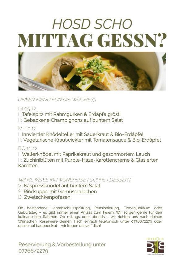 Bauböck Mittagsmenü