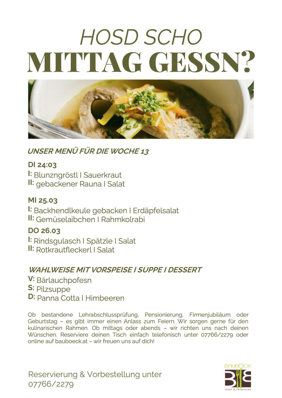 Bauböck Mittagsmenü