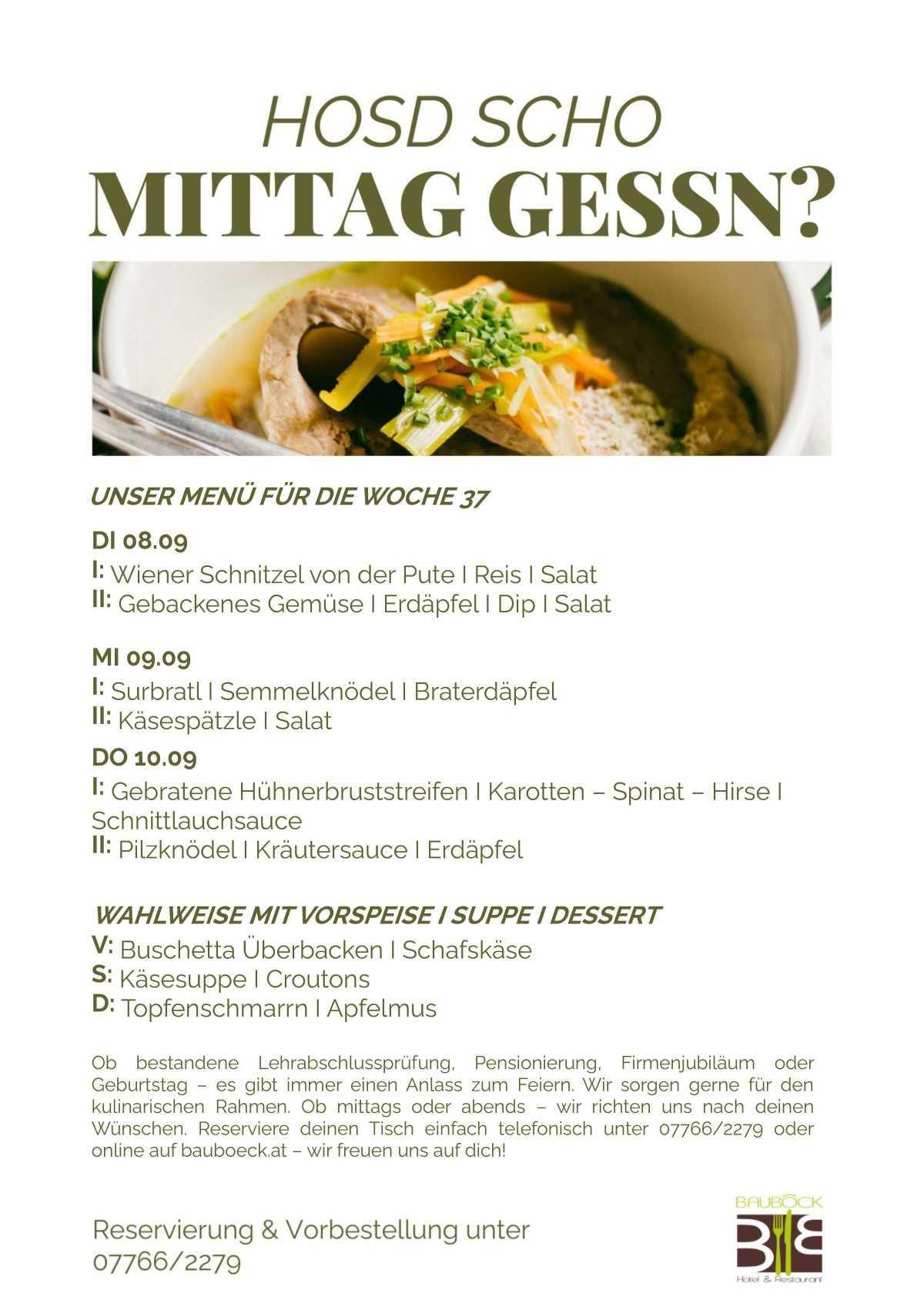 Bauböck Mittagsmenü