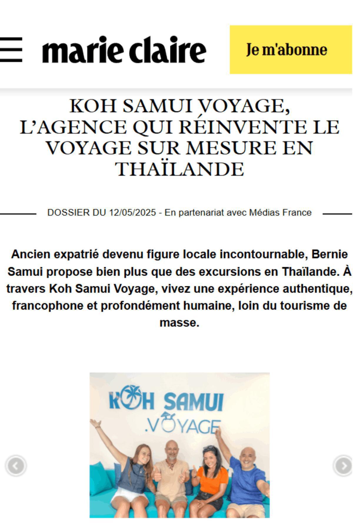 Koh Samui Voyage : Notre Agence À L'Honneur Sur Marie Claire !