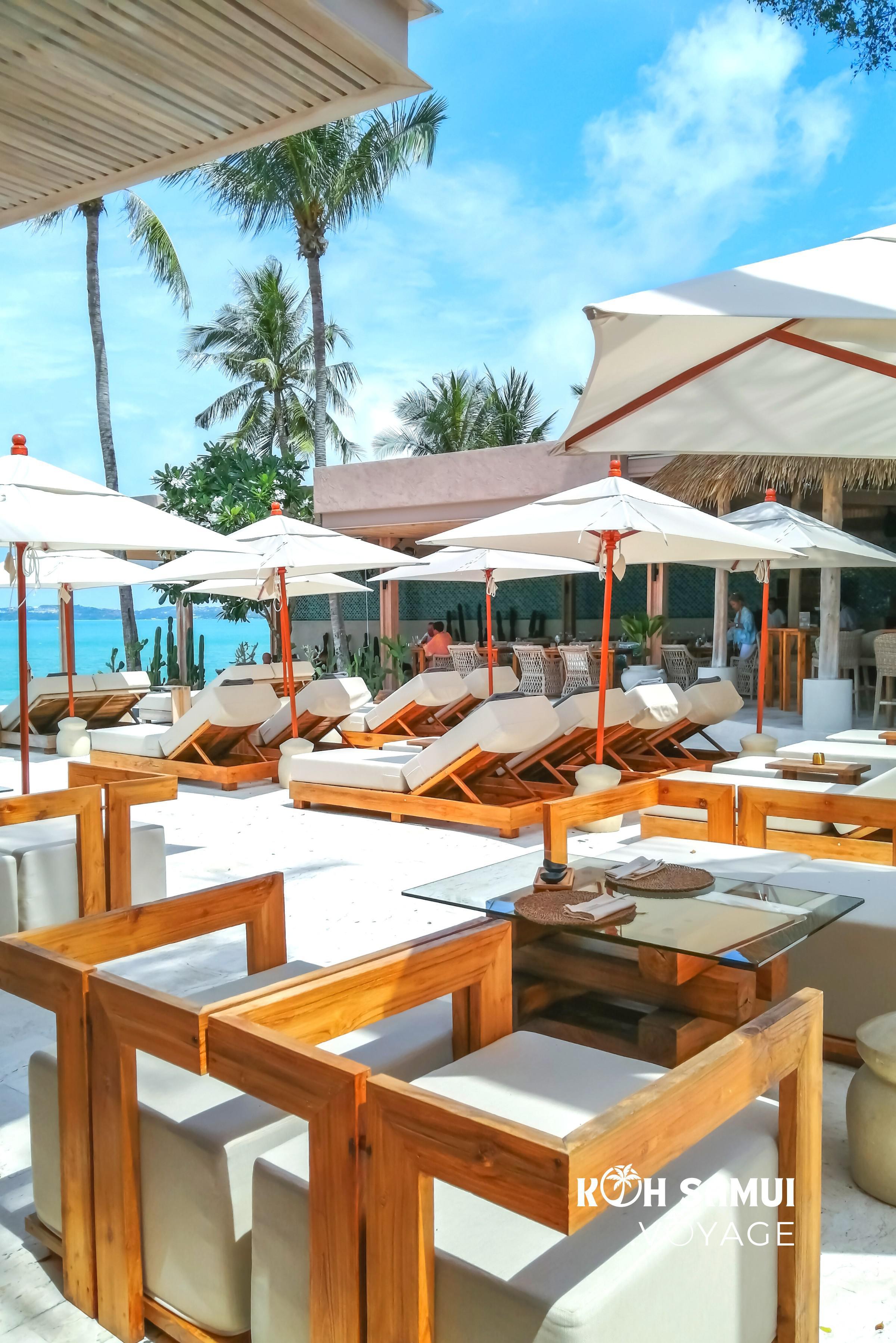 Terrasse et piscine en bord de plage