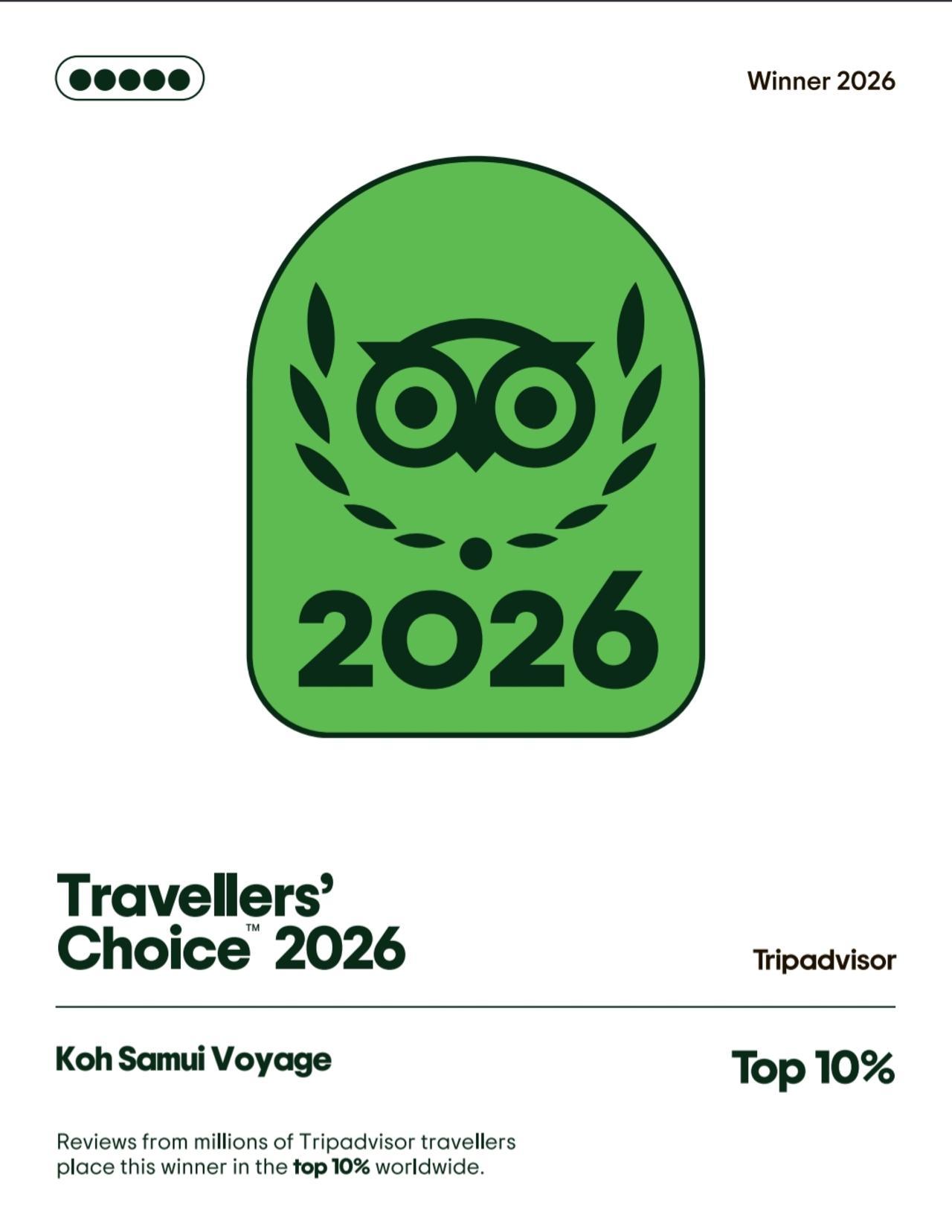 TripAdvisor Traverler's Choice 2026 Koh Samui Voyage