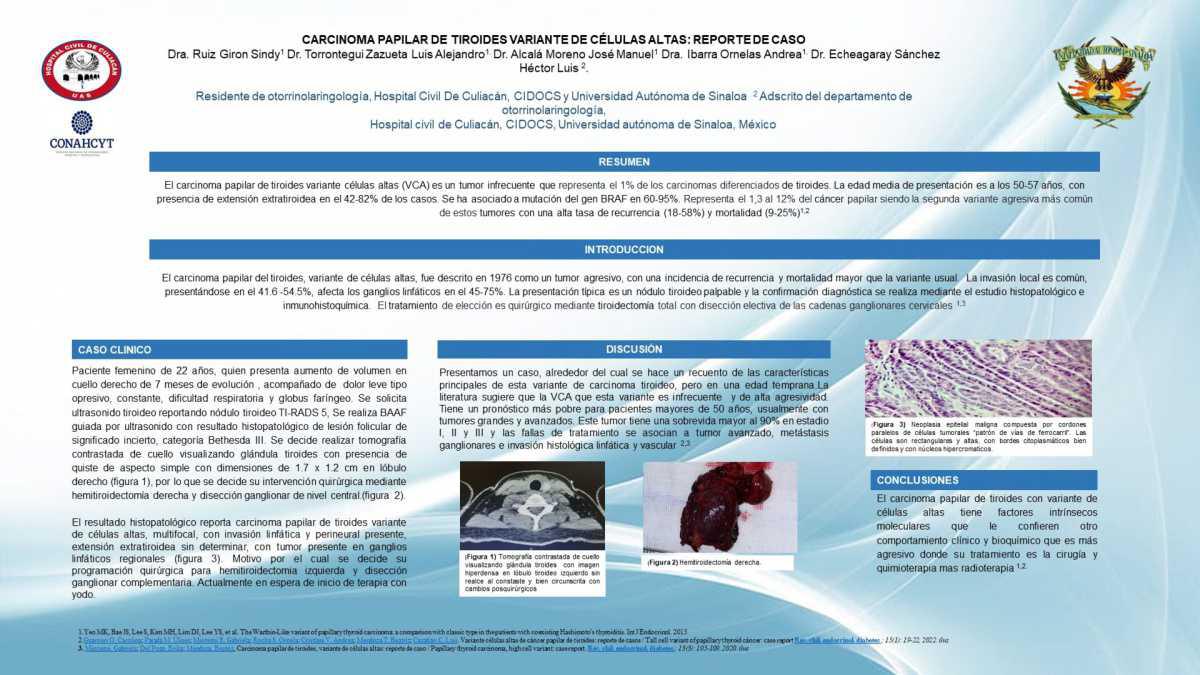 CNUM 8 - CARCINOMA PAPILAR DE TIROIDES VARIANTE DE CÉLULAS ALTAS: REPORTE DE CASO