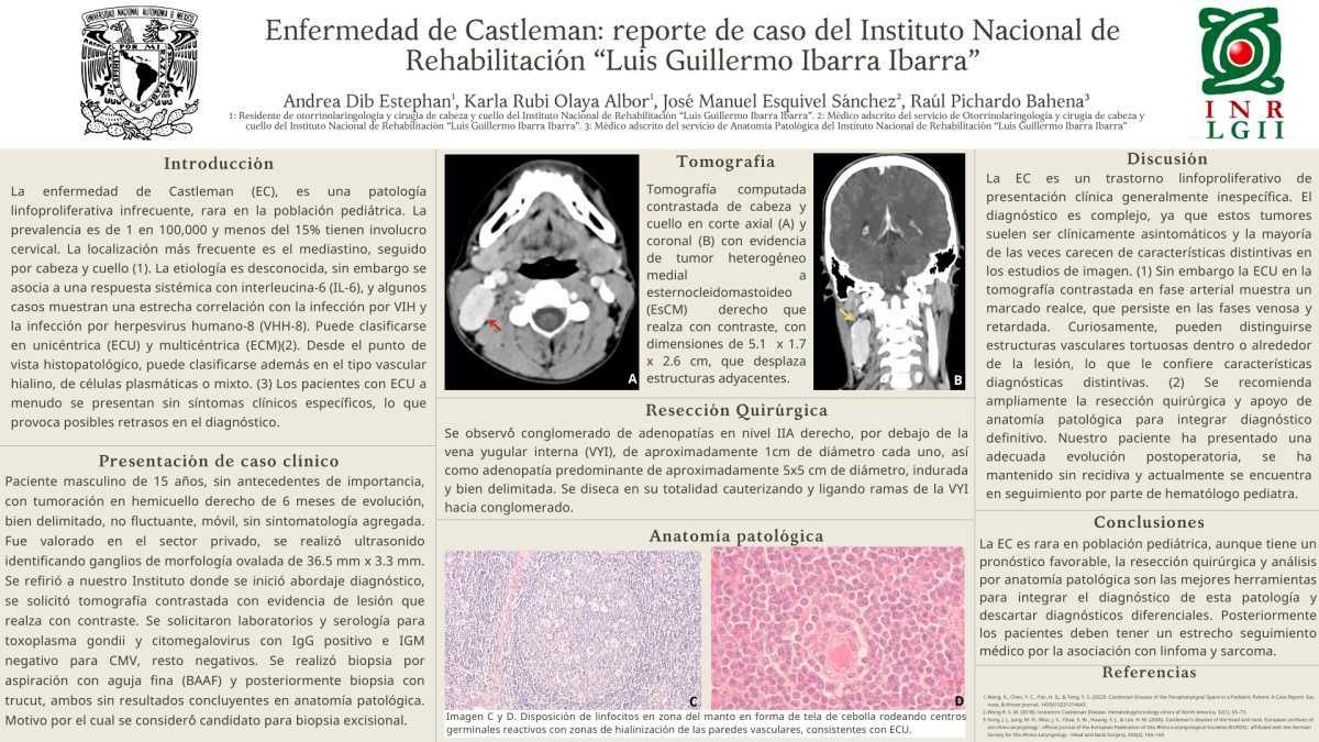 CNUM 47 - ENFERMEDAD DE CASTLEMAN: REPORTE DE CASO DEL INSTITUTO NACIONAL DE REHABILITACIÓN “LUIS GUILLERMO IBARRA IBARRA”