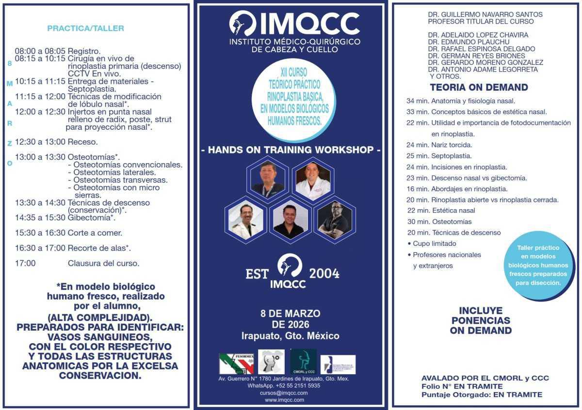 XII CURSO TEÓRICO PRÁCTICO RINOPLASTIA BASICA