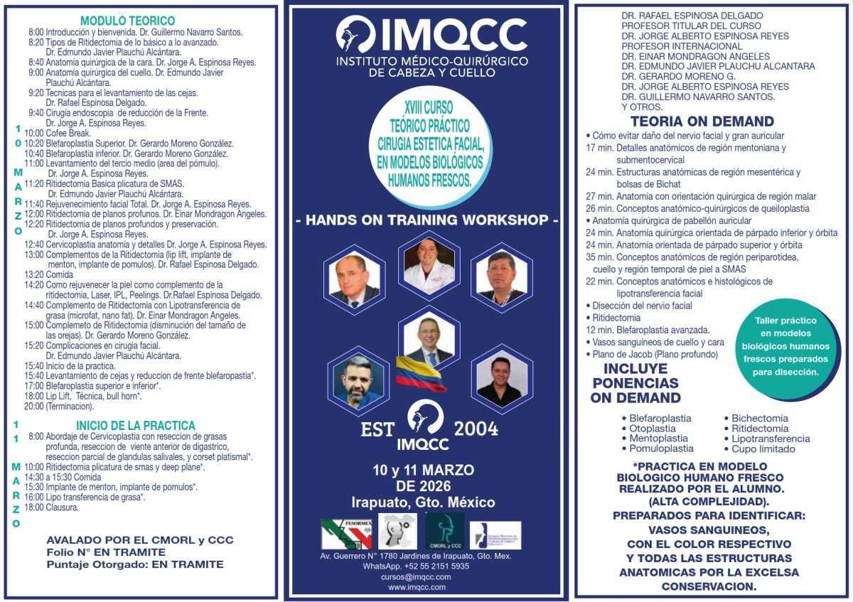 XVIII CURSO TEÓRICO PRÁCTICO CIRUGIA ESTETICA FACIAL