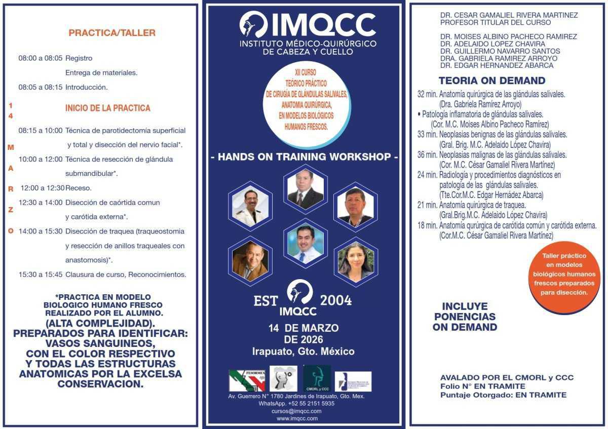 XII CURSO TEÓRICO PRÁCTICO DE CIRUGÍA DE GLÁNDULAS SALIVALES