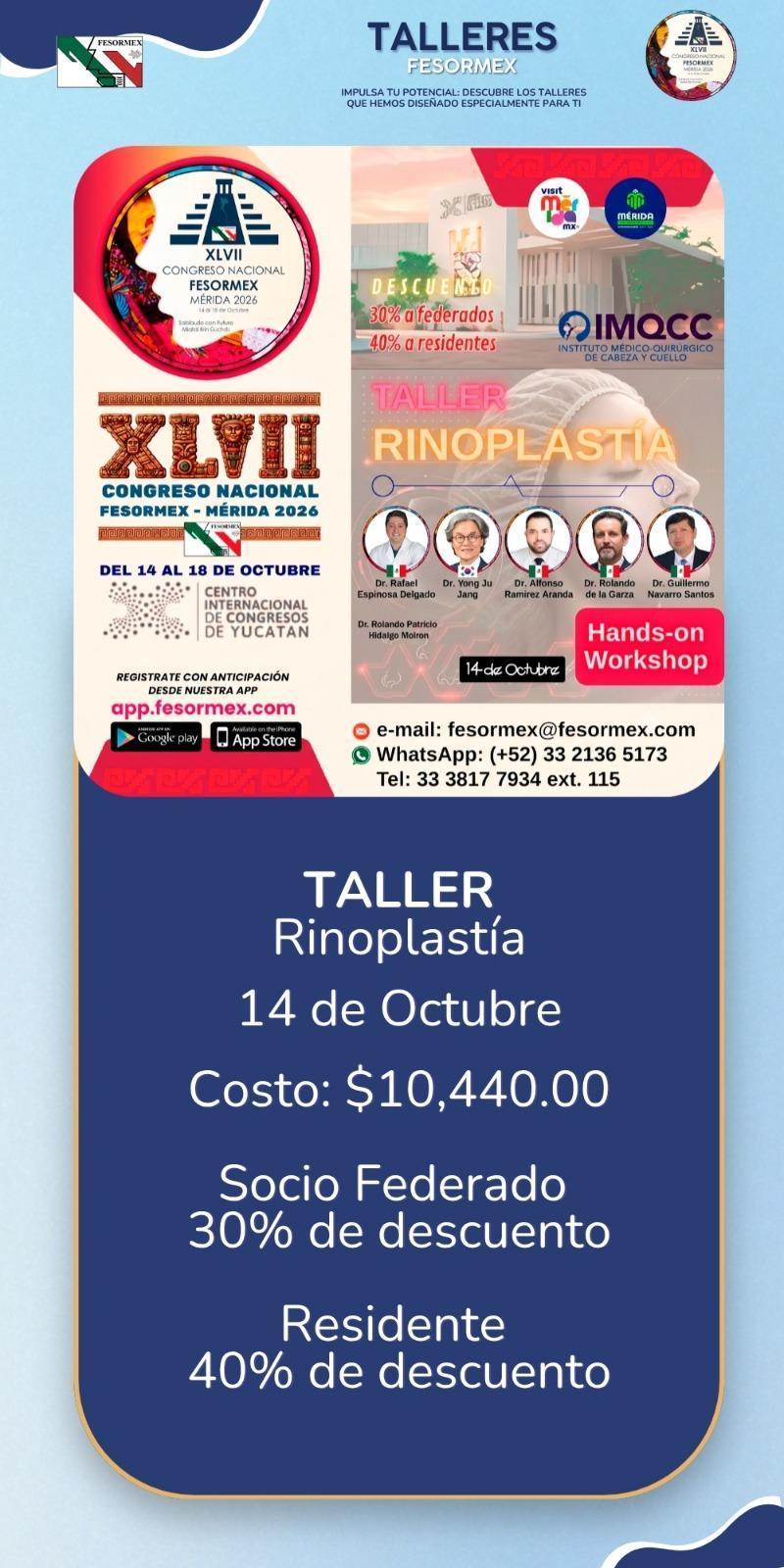 Talleres para el XLVII Congreso Nacional FESORMEX - Mérida 2026 Talleres para el XLVII Congreso Nacional FESORMEX - Mérida 2026