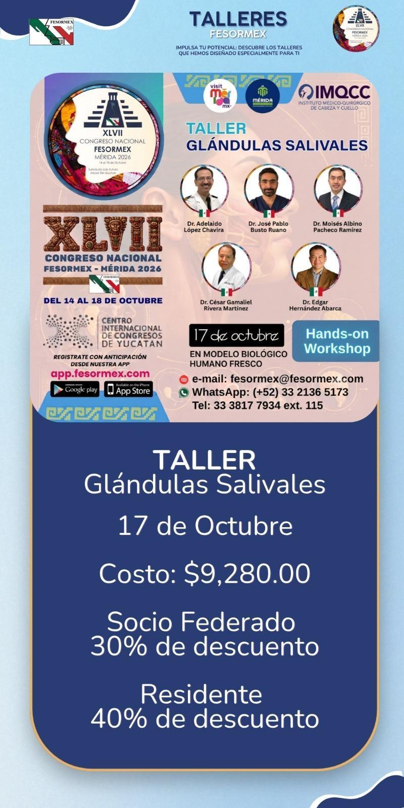 Talleres para el XLVII Congreso Nacional FESORMEX - Mérida 2026 Talleres para el XLVII Congreso Nacional FESORMEX - Mérida 2026