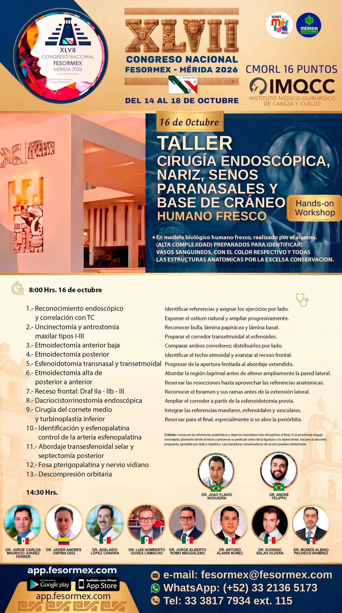 Taller Cirugía Endoscópica Nariz, senos paranasales y base de cráneo