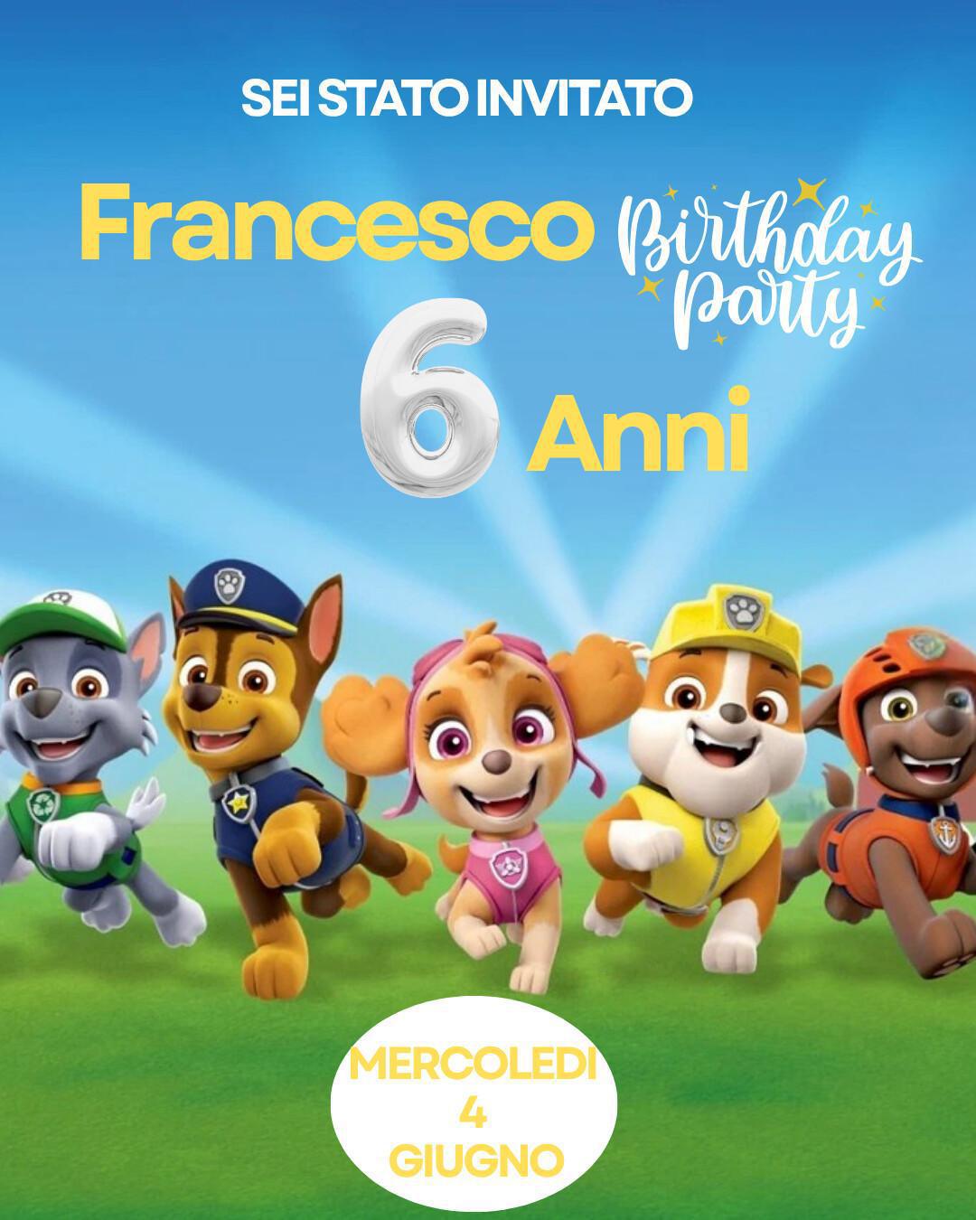 COMPLEANNO FRANCESCO 6 ANNI