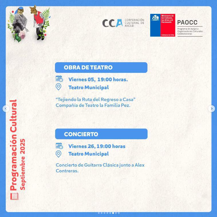 Programación Cultural del mes de Septiembre