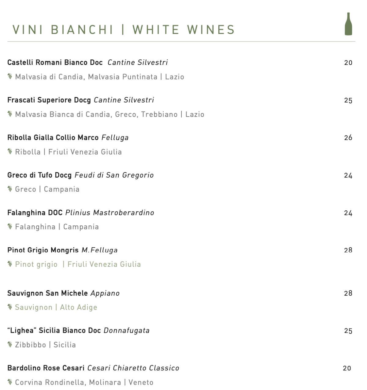 WINE | Vini Bianchi / White Wine