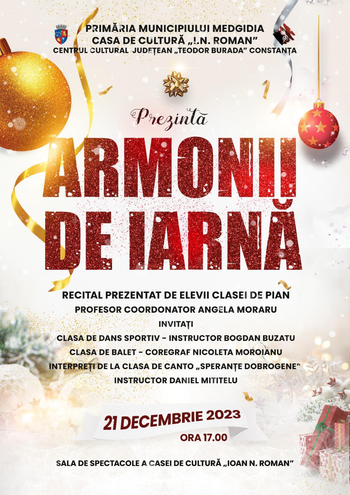 Daruri cultural-artistice de iarnă, oferite constănțenilor de Centrul Cultural Județean Constanța ,,Teodor T. Burada’’ Daruri cultural-artistice de iarnă, oferite constănțenilor de Centrul Cultural Județean Constanța ,,Teodor T. Burada’’