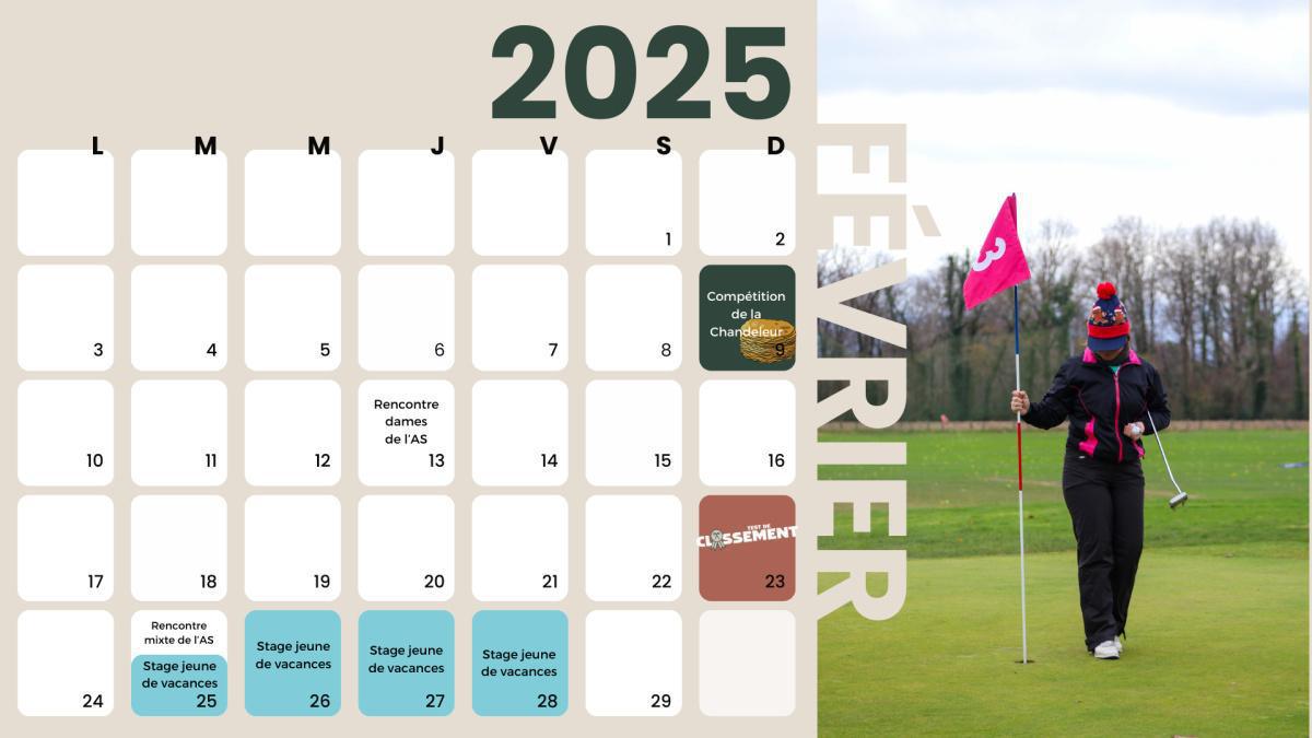 Le calendrier du mois de février au Golf Compact est disponible ! Le calendrier du mois de février au Golf Compact est disponible !