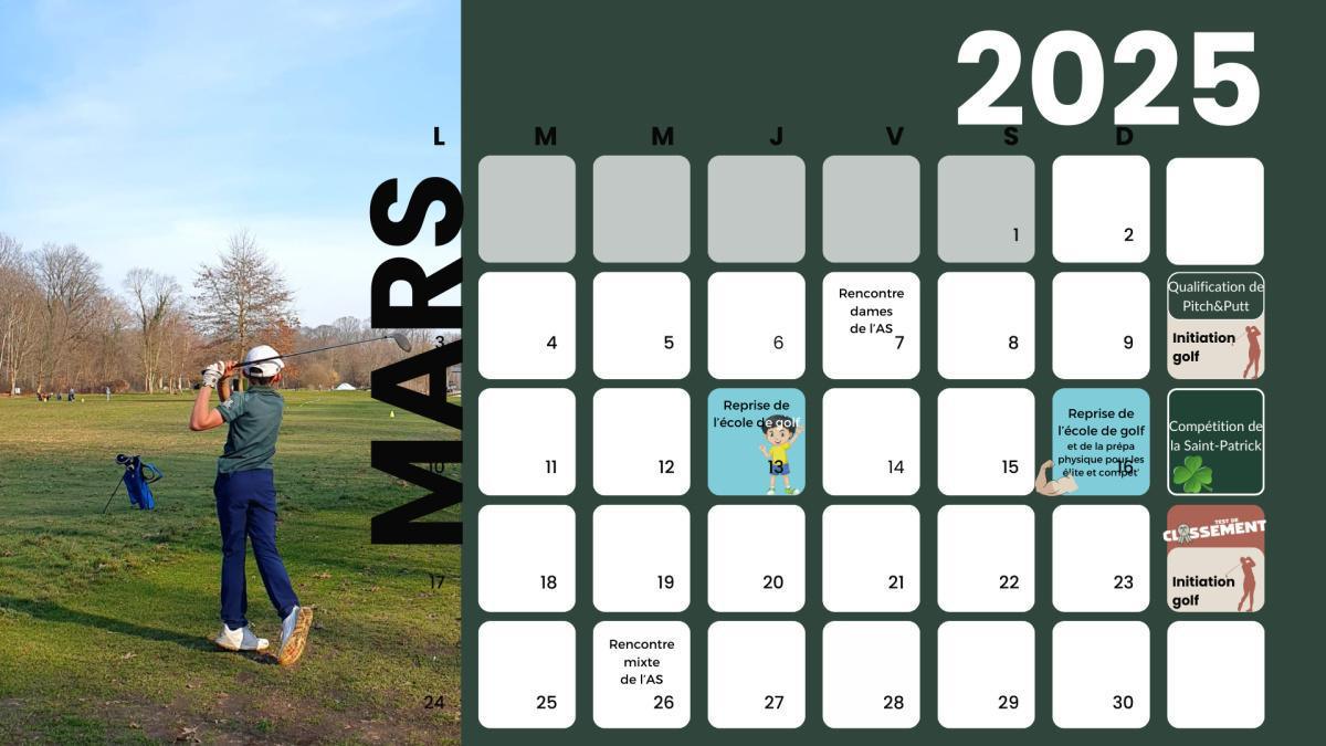 Le calendrier du mois de Mars au Golf Compact est disponible ! Le calendrier du mois de Mars au Golf Compact est disponible !