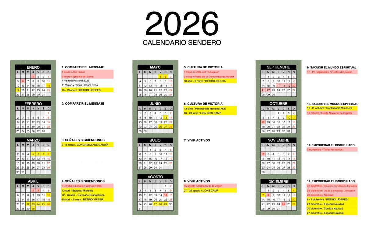 CALENDARIO 2026
