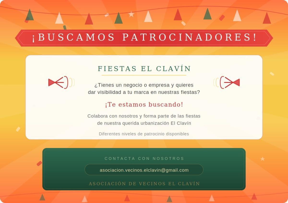 🎉 ¡BUSCAMOS PATROCINADORES PARA LAS FIESTAS EL CLAVÍN 2026!